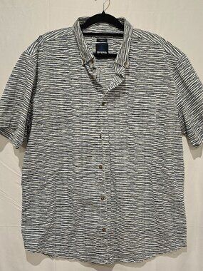 Prana Men's Shirt XXL Abstract Waves Casual Button Up Short Sleeve